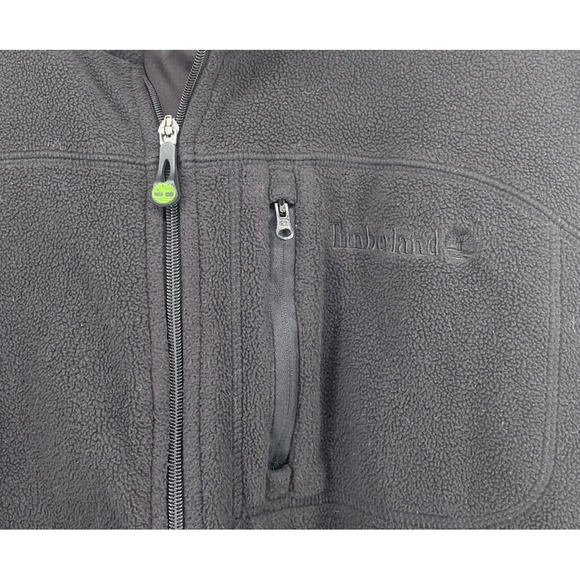 TIMBERLAND Black Fleece Full-Zip Collared Jacket Coat Mens Size XL - Picture 2 of 7